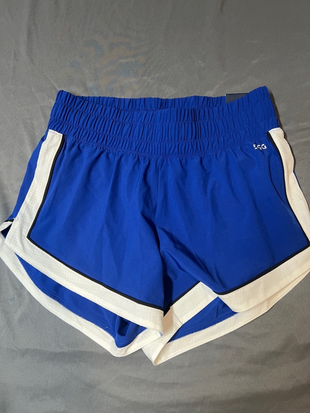 DSG Royal Blue Women's 3” stride high rise Athletic Shorts with White Trim